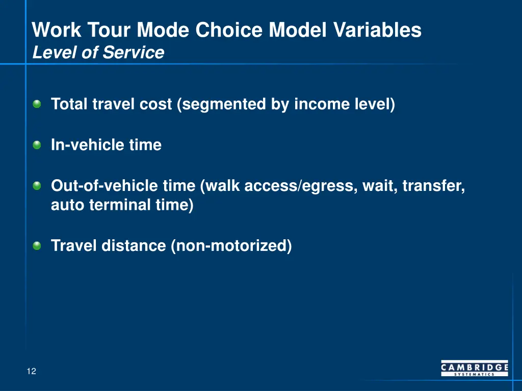 work tour mode choice model variables level