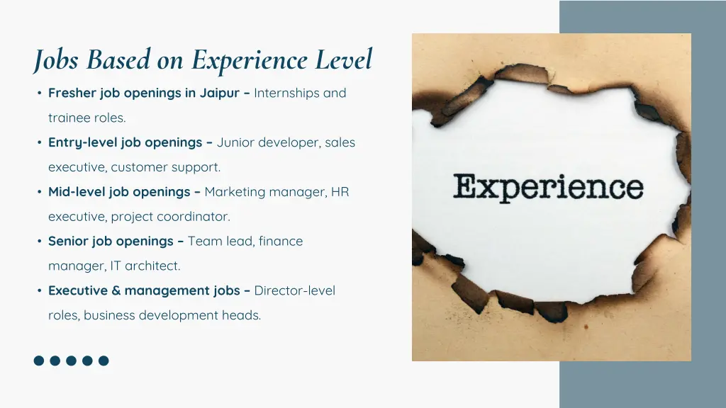 jobs based on experience level