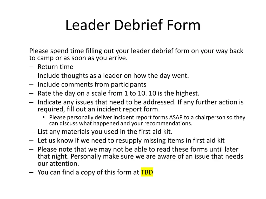leader debrief form