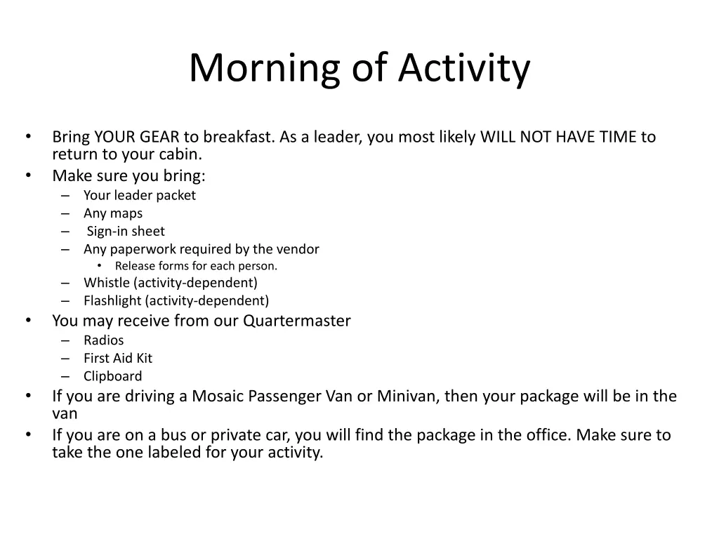 morning of activity