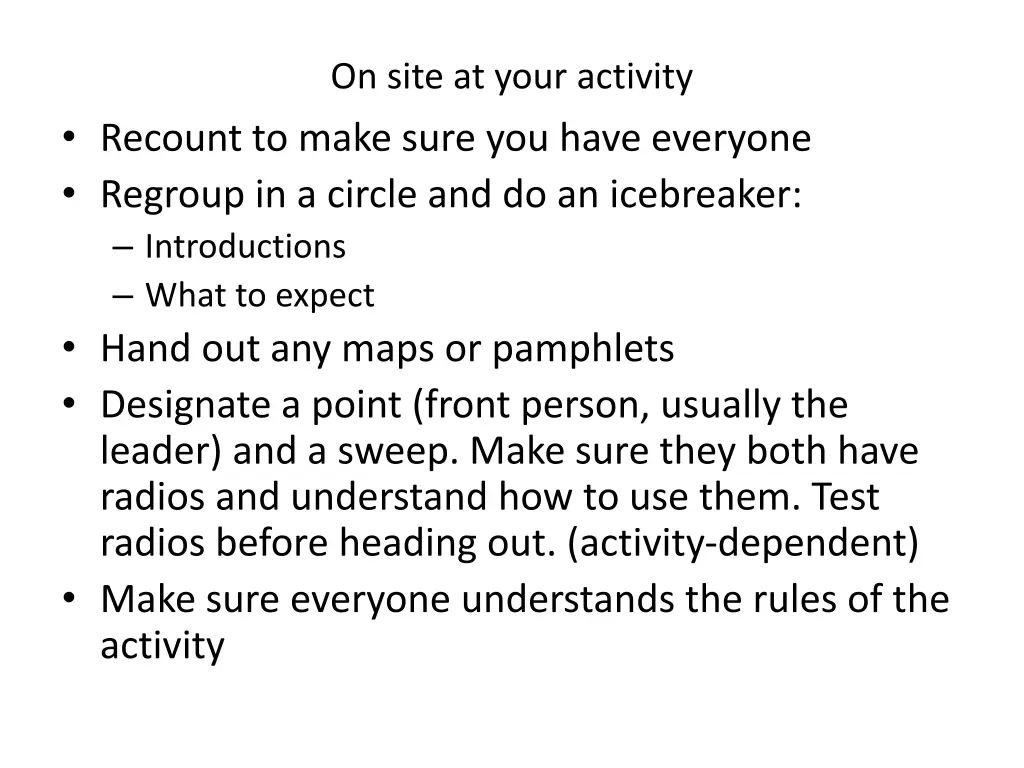 on site at your activity