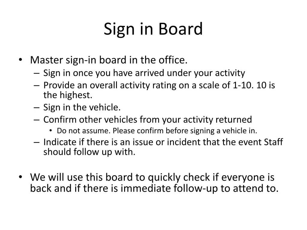 sign in board