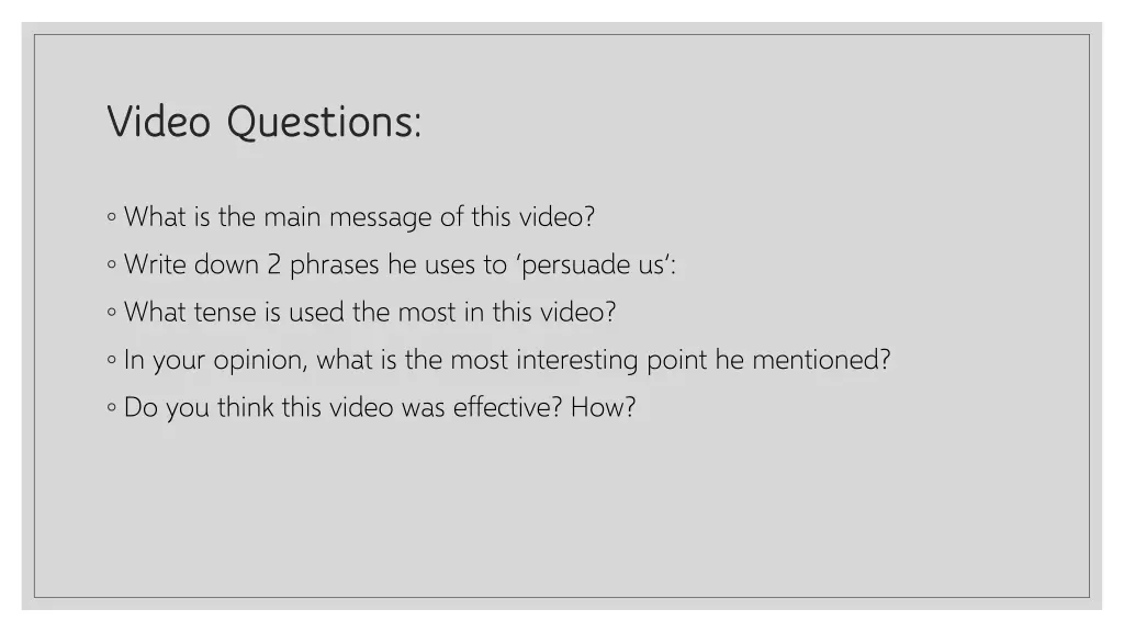 video questions video questions