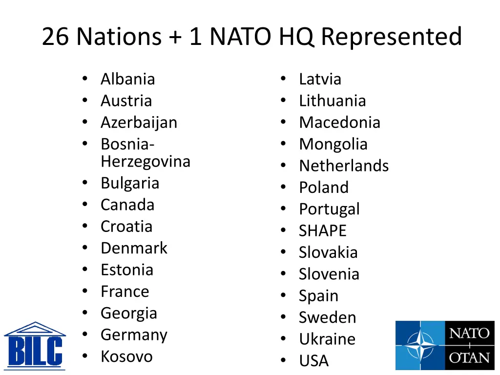 26 nations 1 nato hq represented