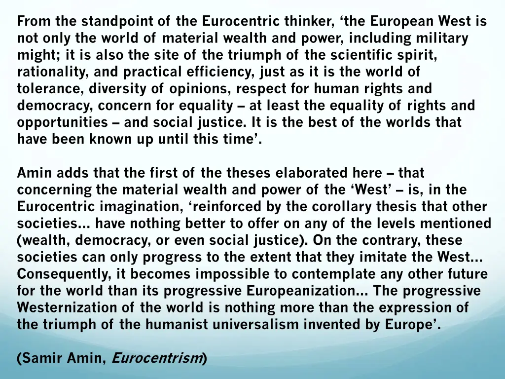 from the standpoint of the eurocentric thinker