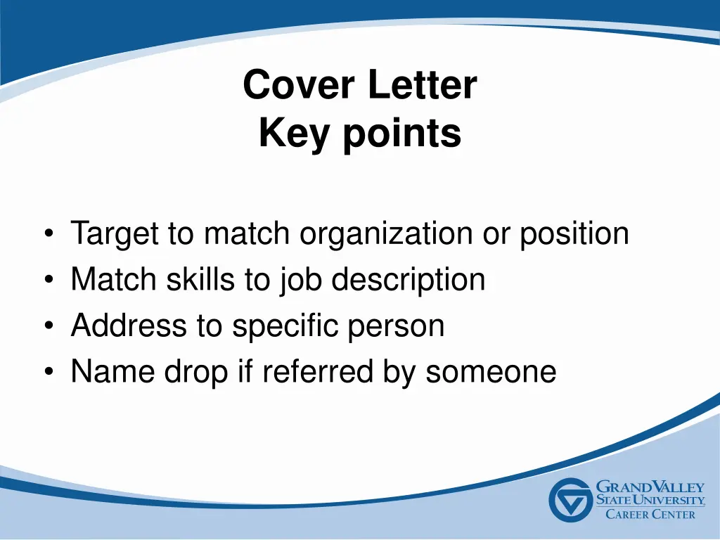 cover letter key points