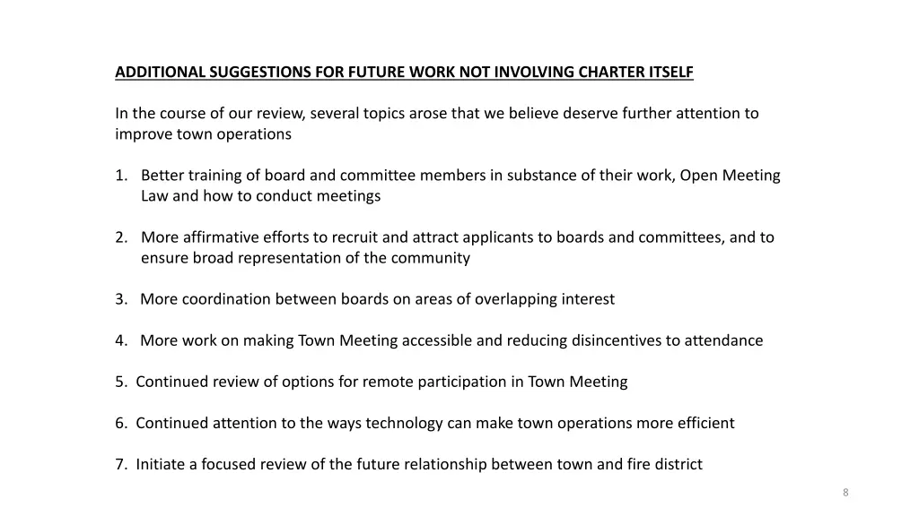 additional suggestions for future work