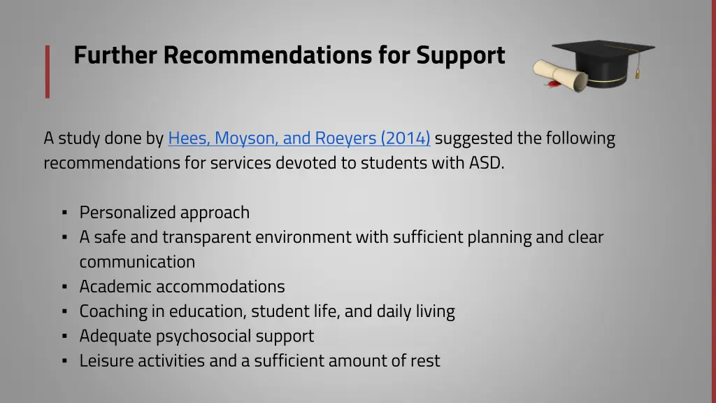 further recommendations for support