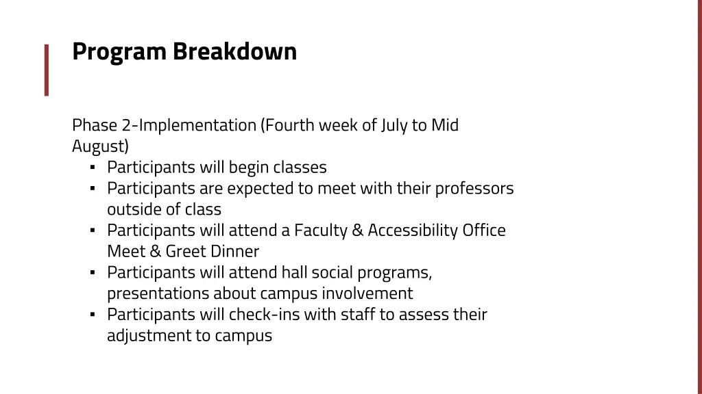 program breakdown 1