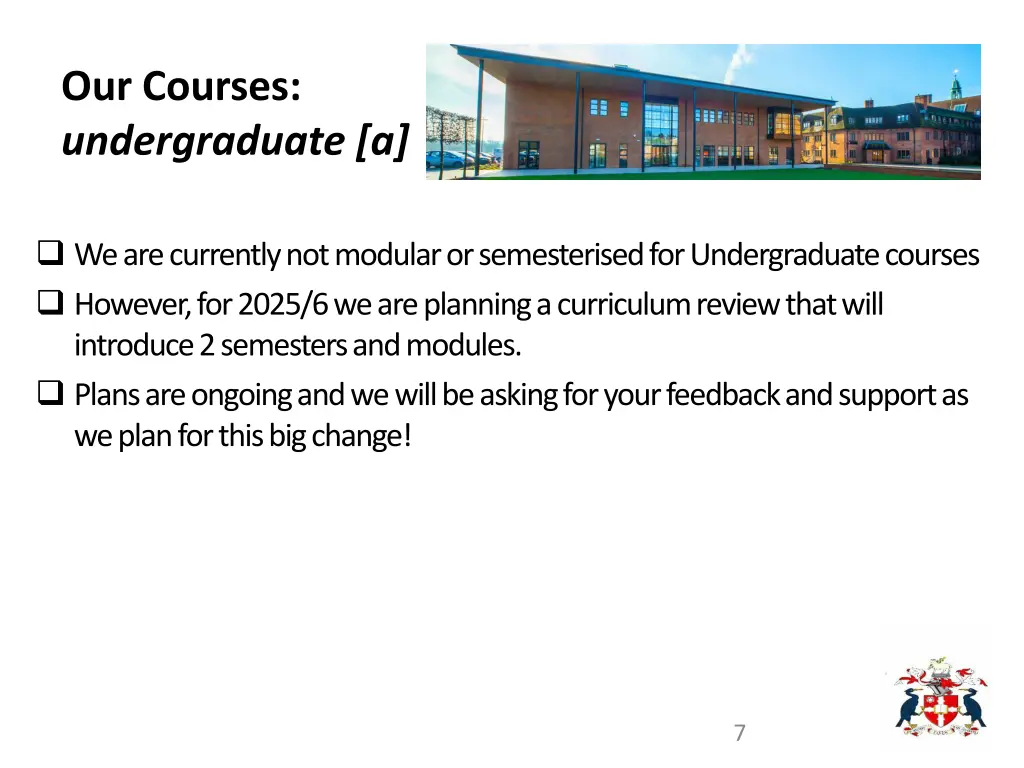 our courses undergraduate a