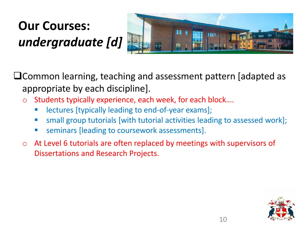 our courses undergraduate d