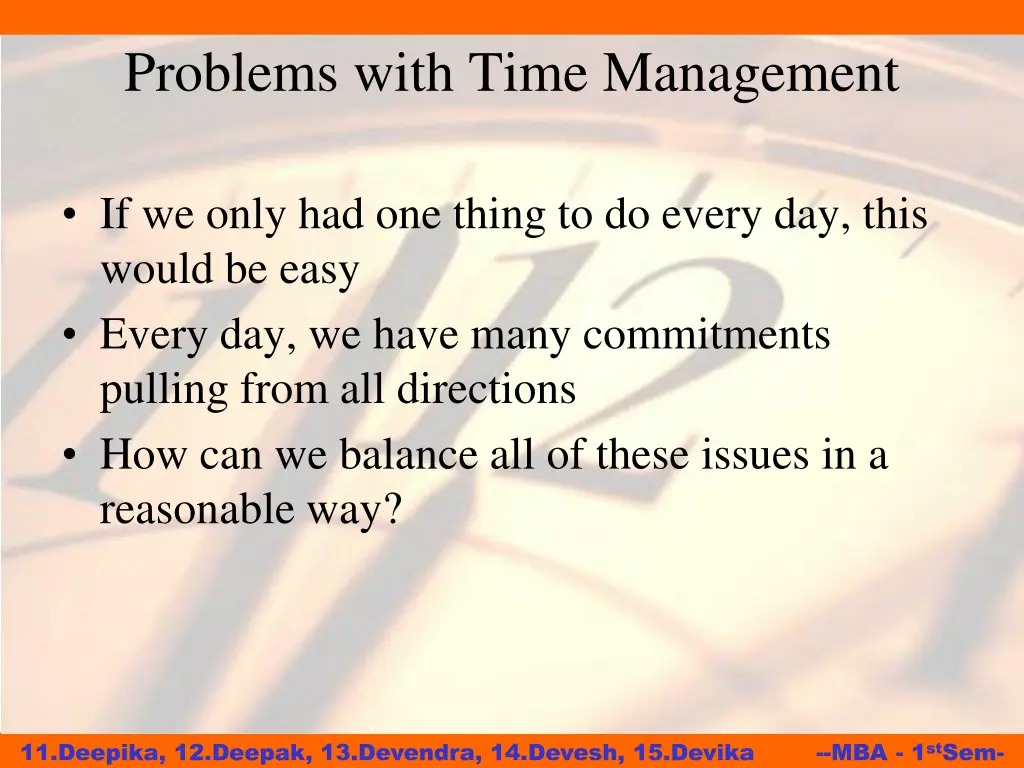 problems with time management