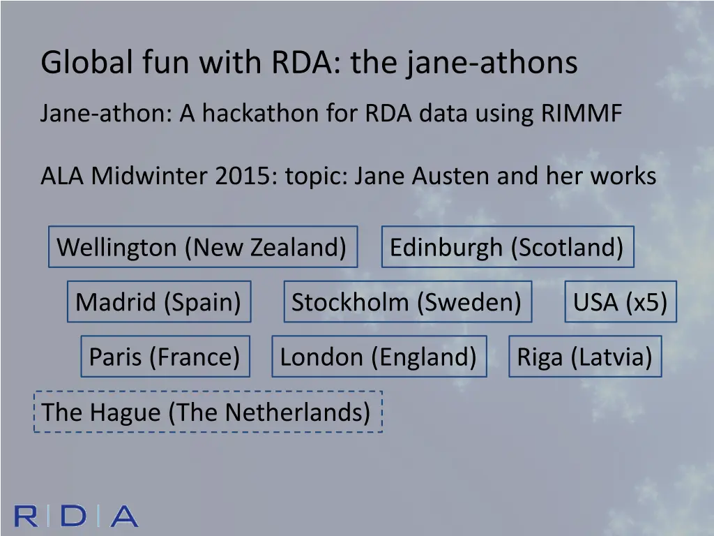 global fun with rda the jane athons