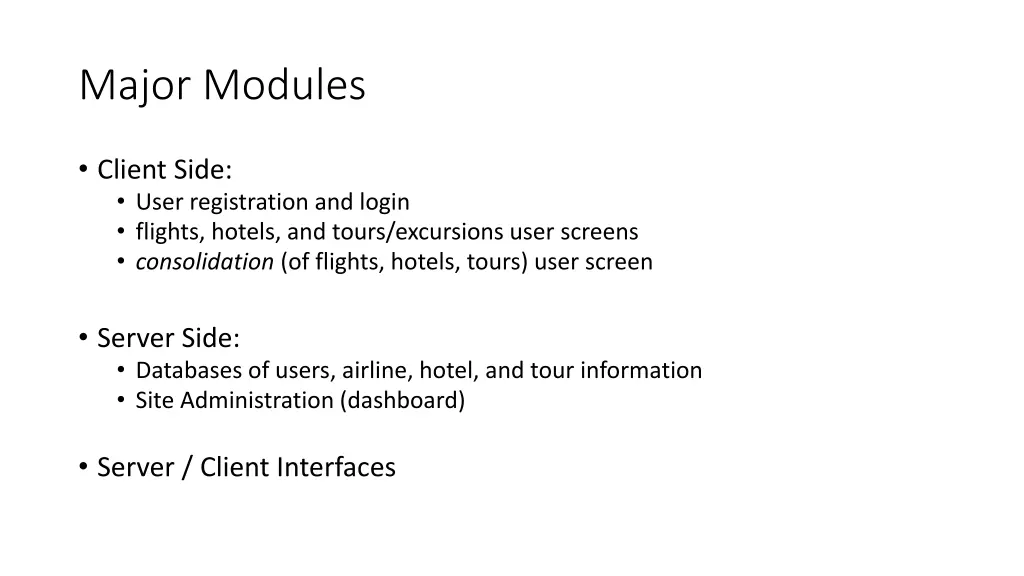 major modules