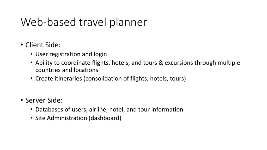 web based travel planner