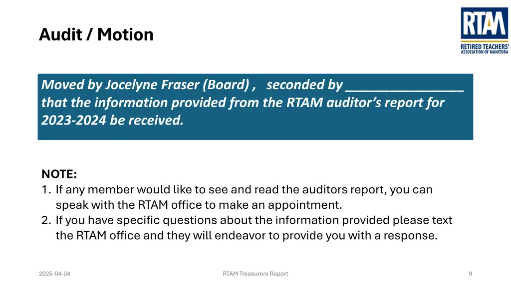 audit motion