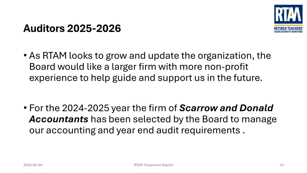 auditors 2025 2026