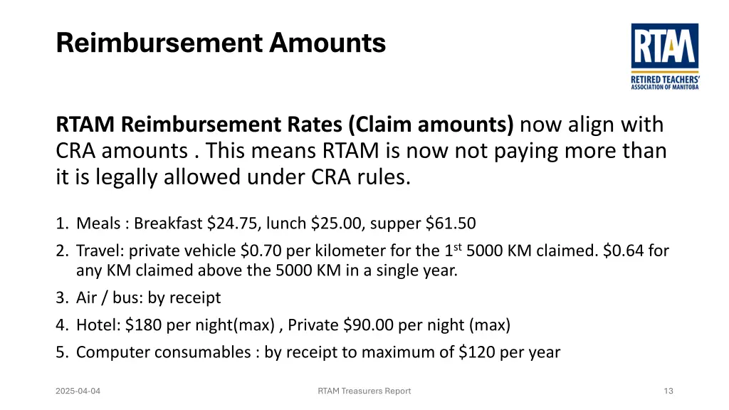 reimbursement amounts