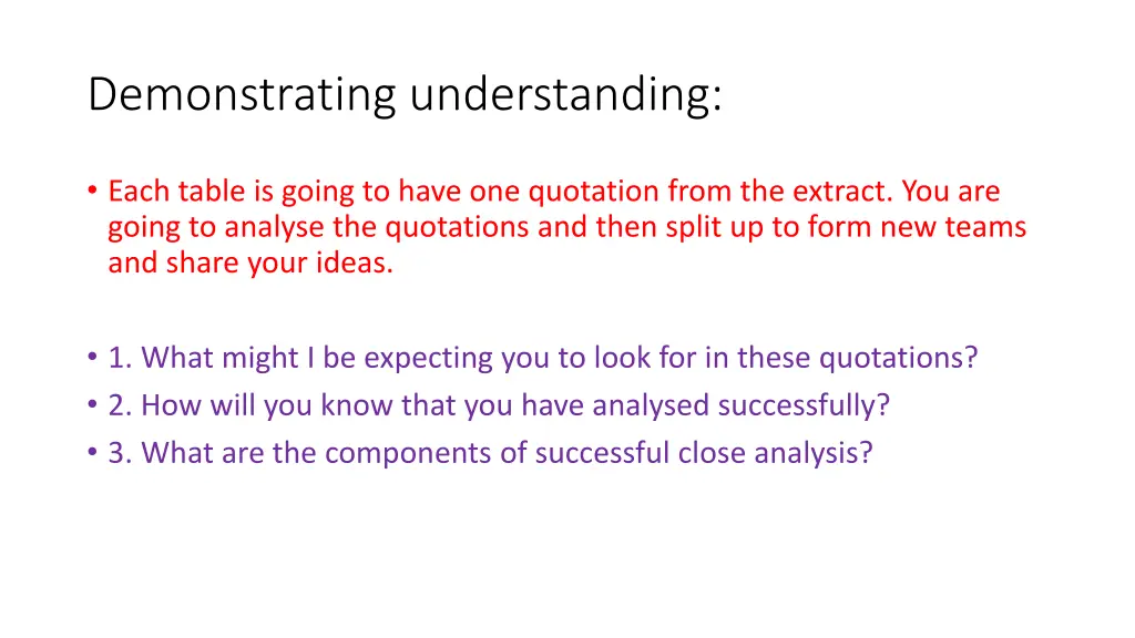 demonstrating understanding