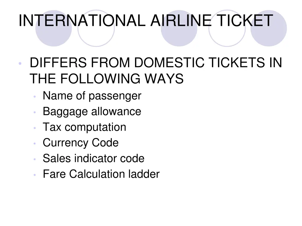 international airline ticket