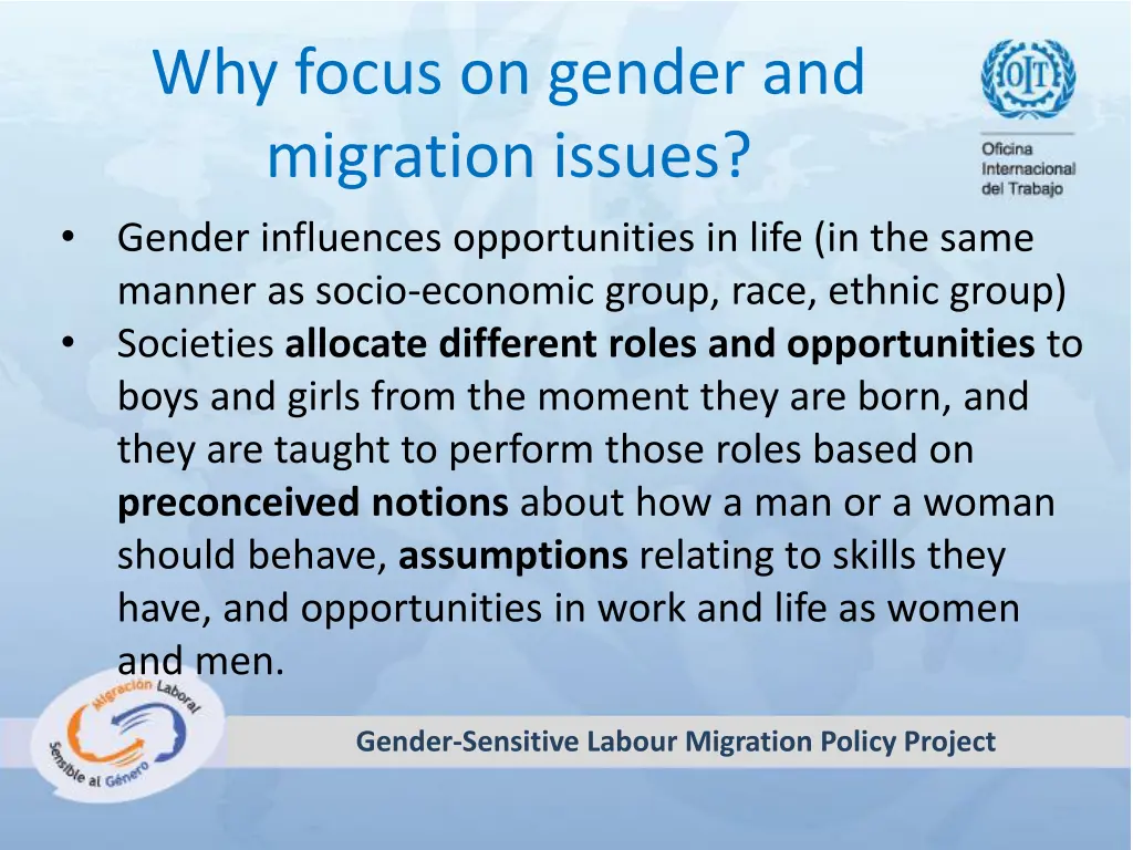 why focus on gender and migration issues