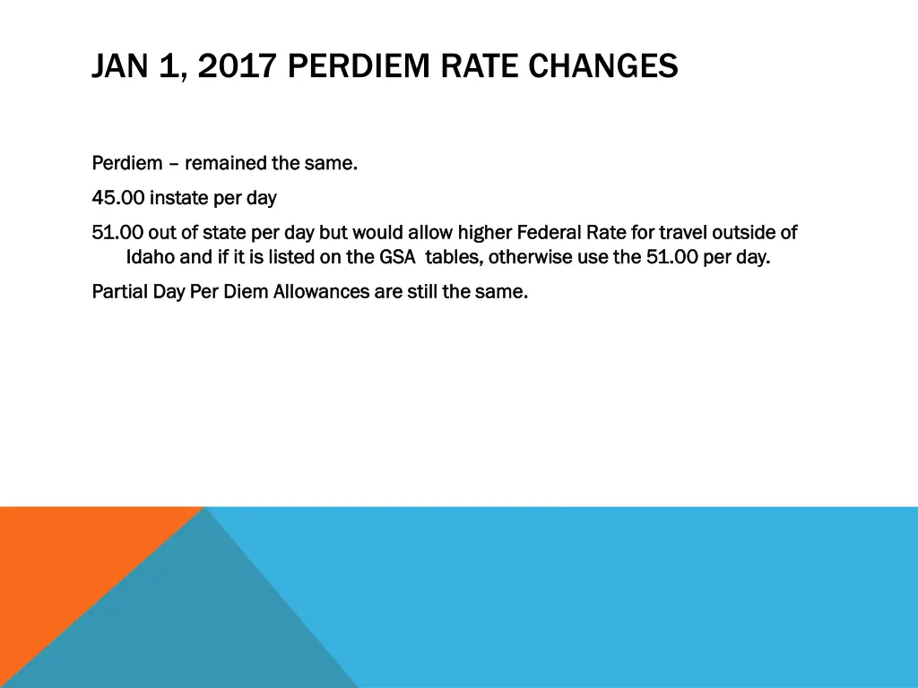 jan 1 2017 perdiem rate changes