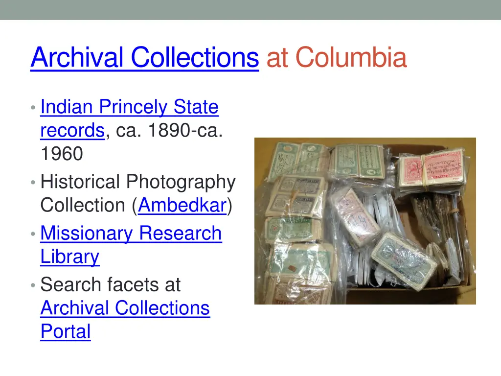 archival collections at columbia