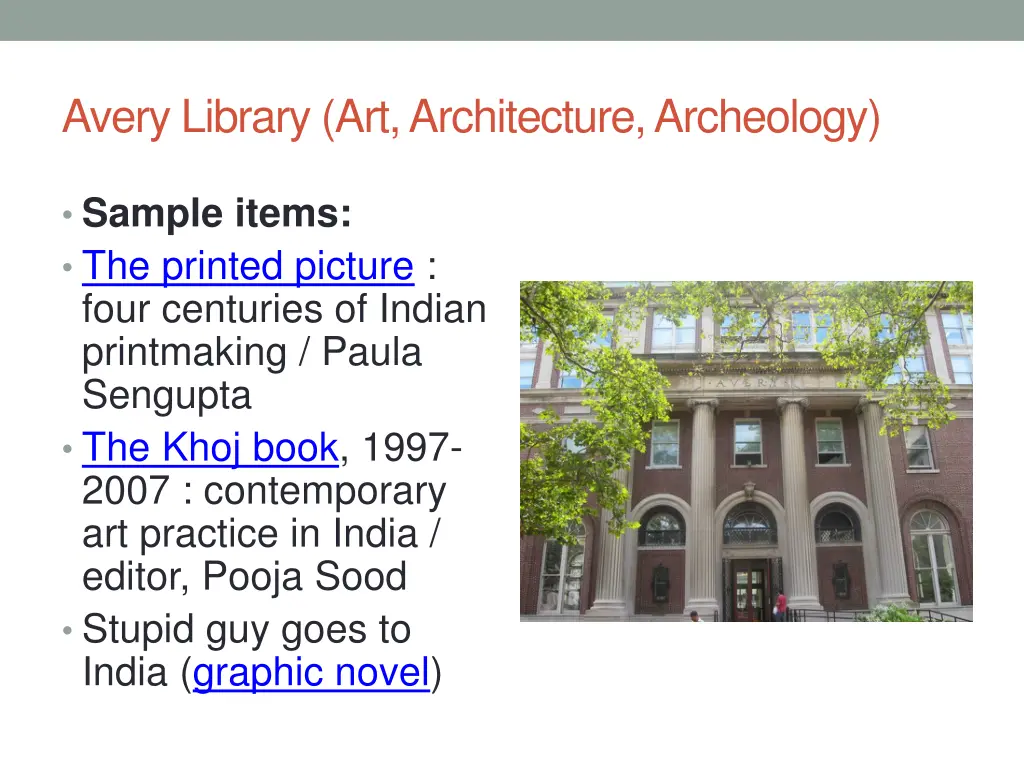 avery library art architecture archeology