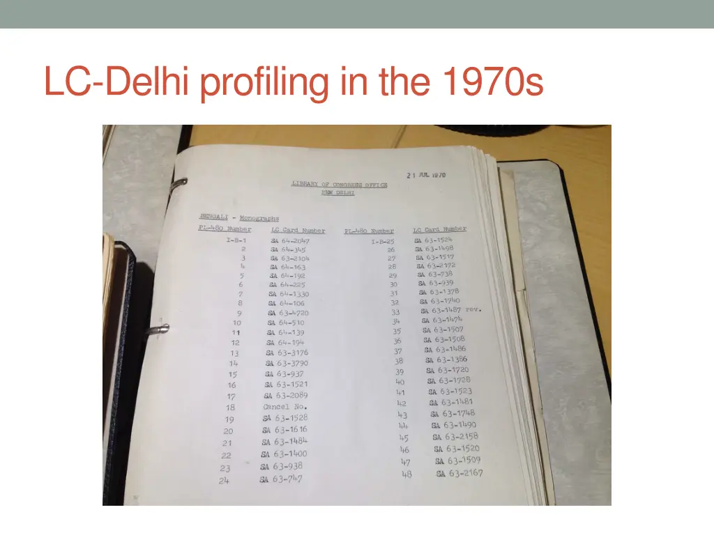 lc delhi profiling in the 1970s
