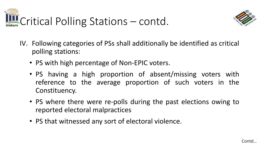 critical polling stations contd