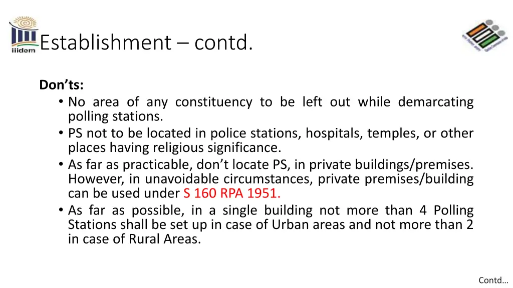 establishment contd 1