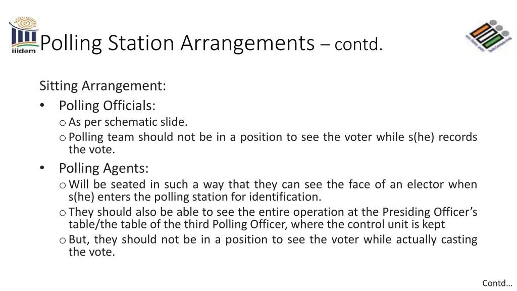 polling station arrangements contd 2