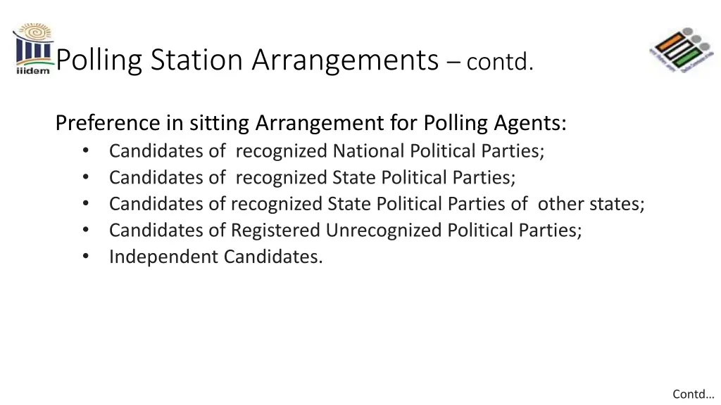 polling station arrangements contd 3
