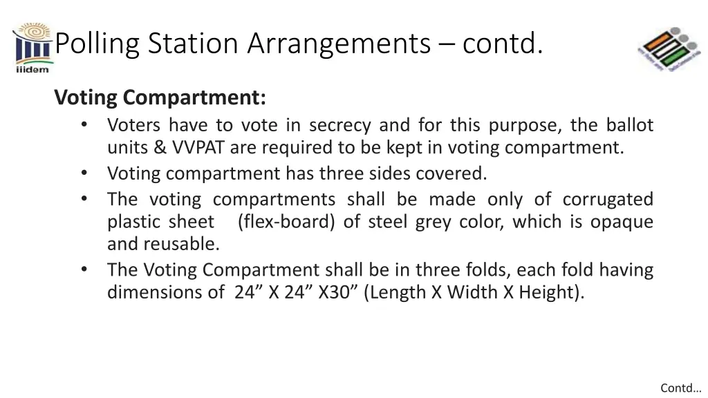 polling station arrangements contd
