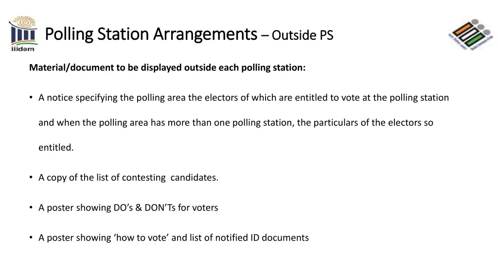 polling station polling station arrangements