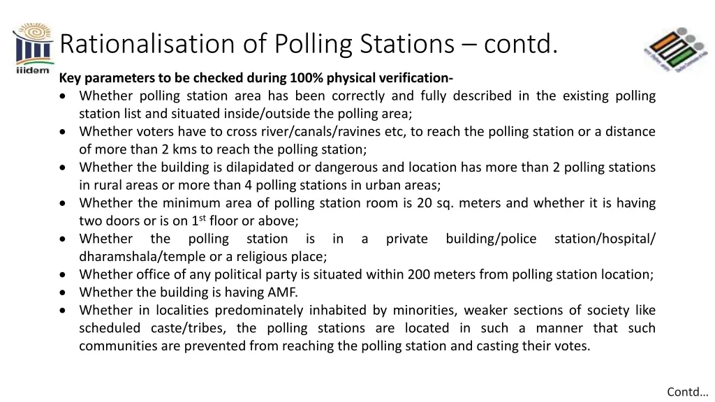 rationalisation of polling stations contd