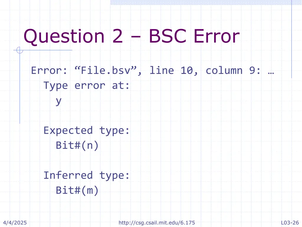 question 2 bsc error