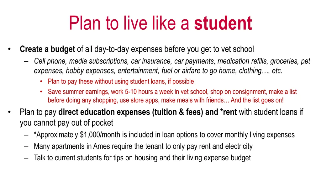 plan to live like a student