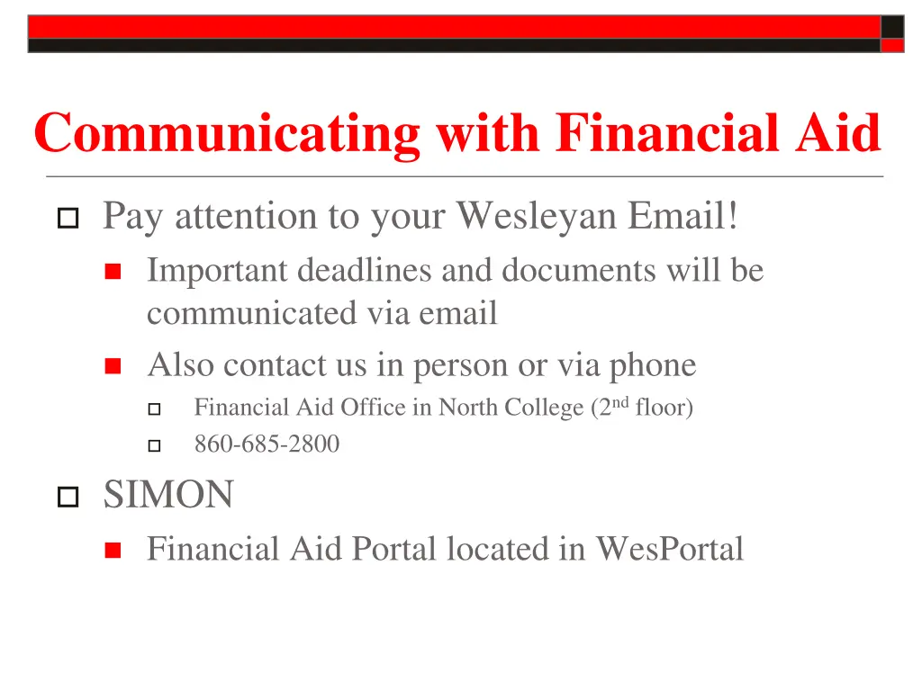 communicating with financial aid
