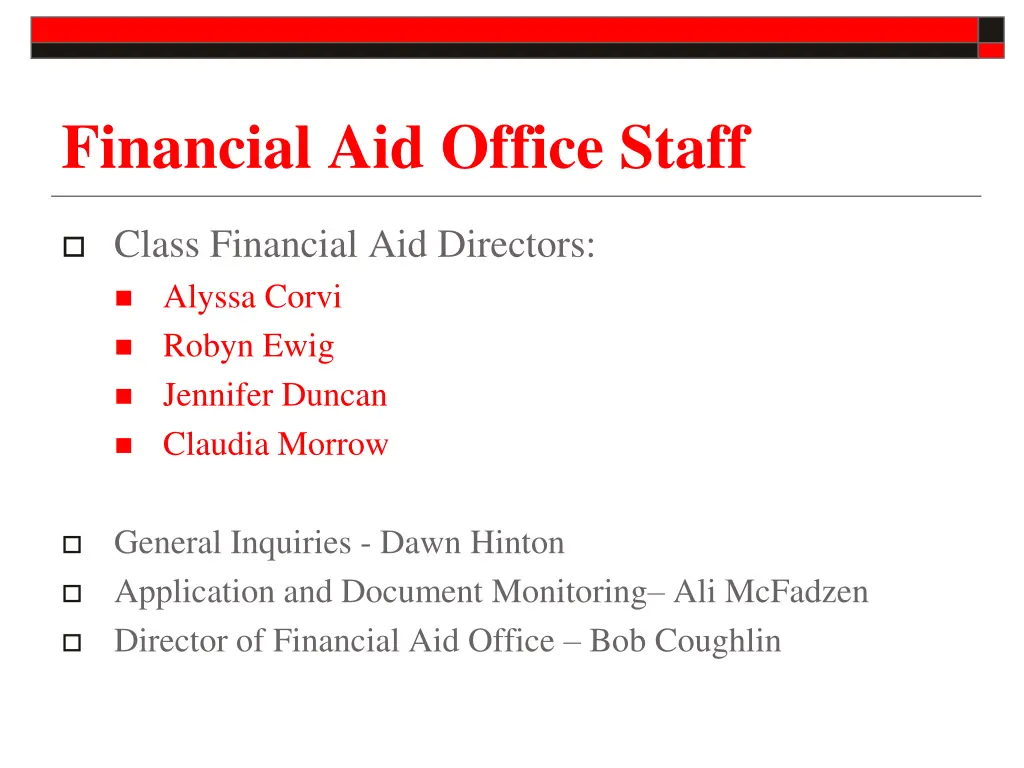 financial aid office staff