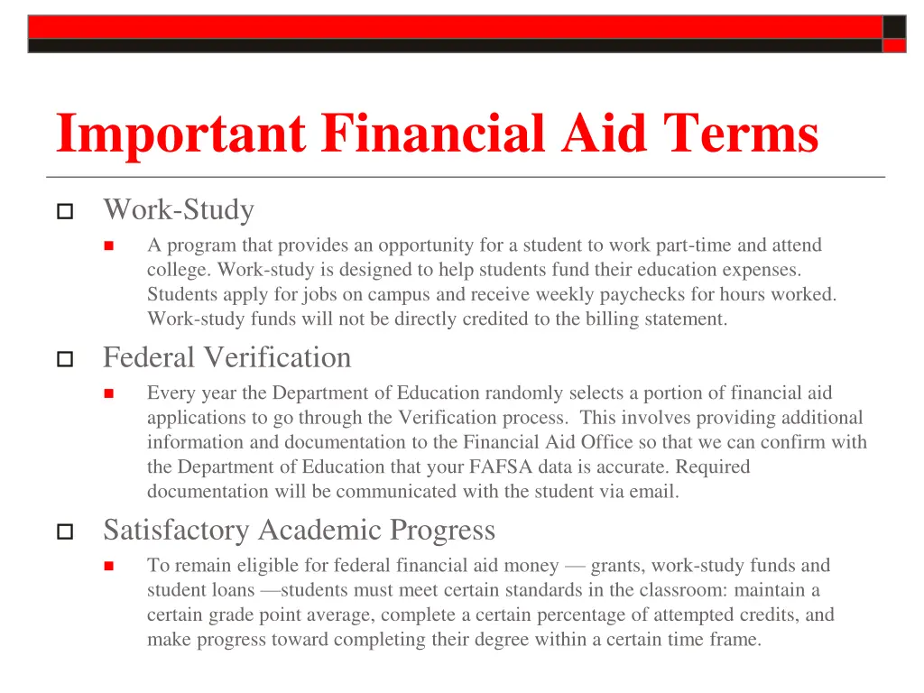 important financial aid terms 1