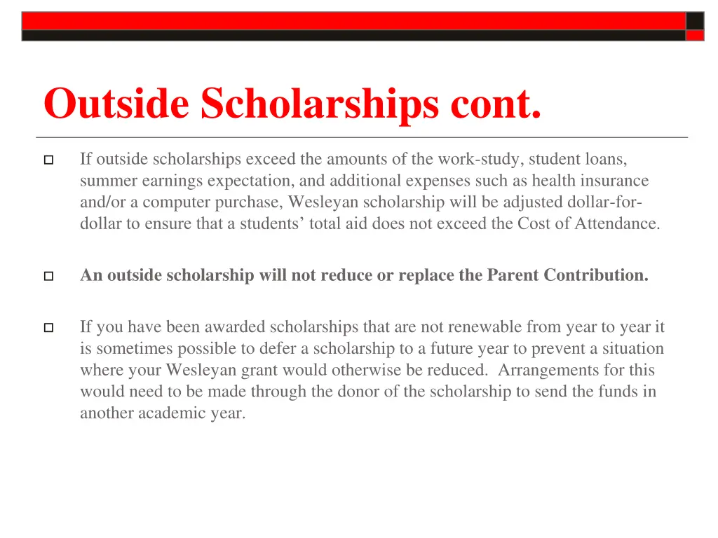 outside scholarships cont
