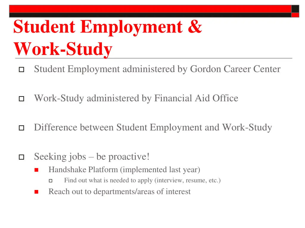 student employment work study student employment