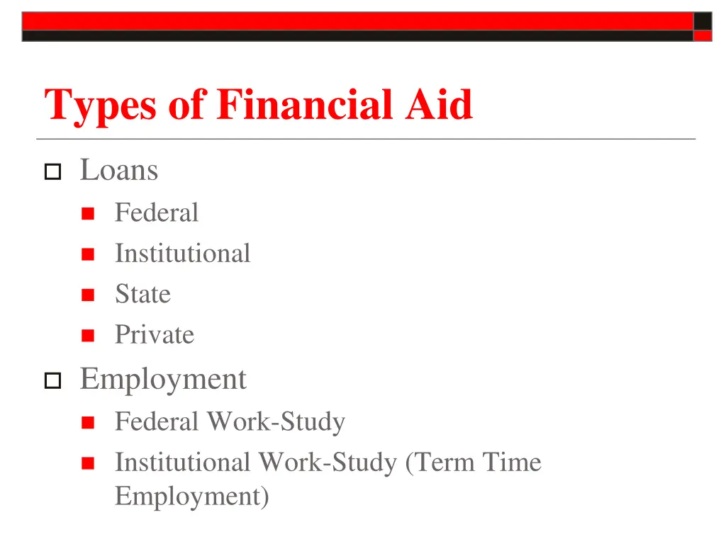 types of financial aid 1