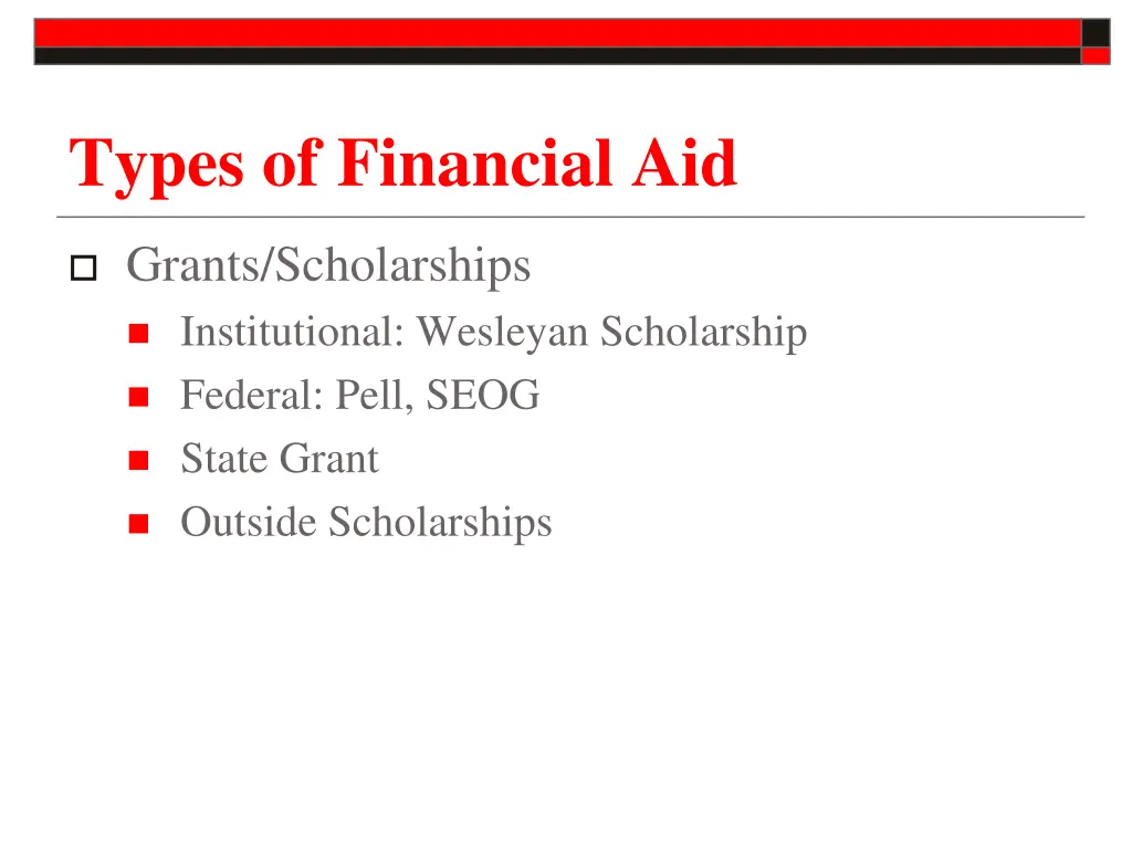 types of financial aid