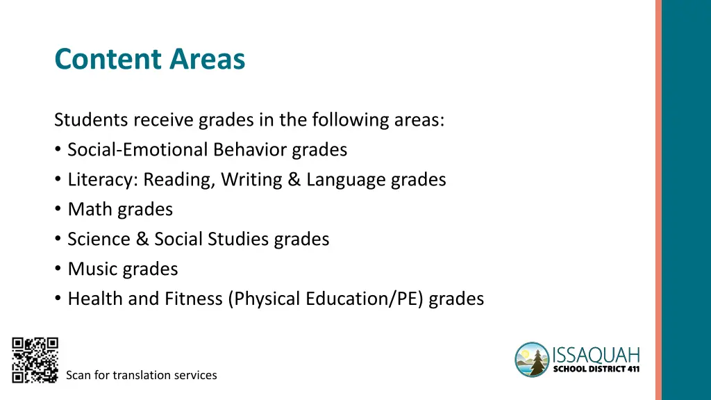 content areas