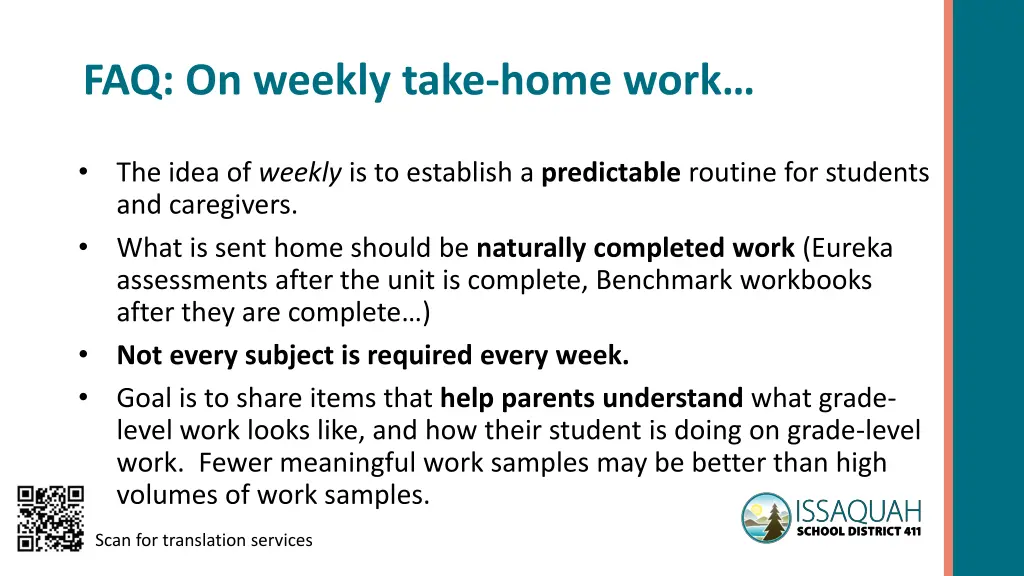 faq on weekly take home work