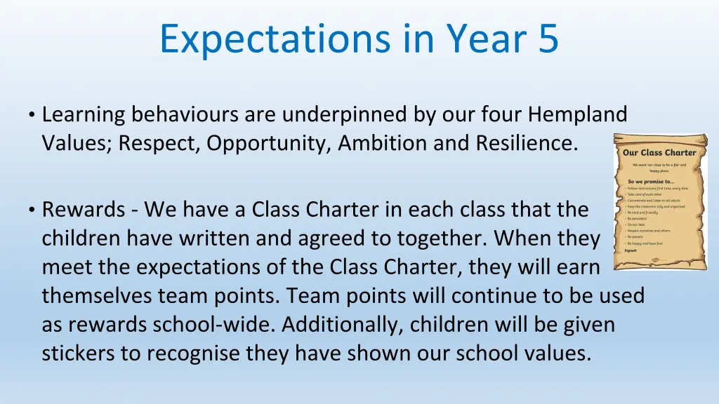 expectations in year 5