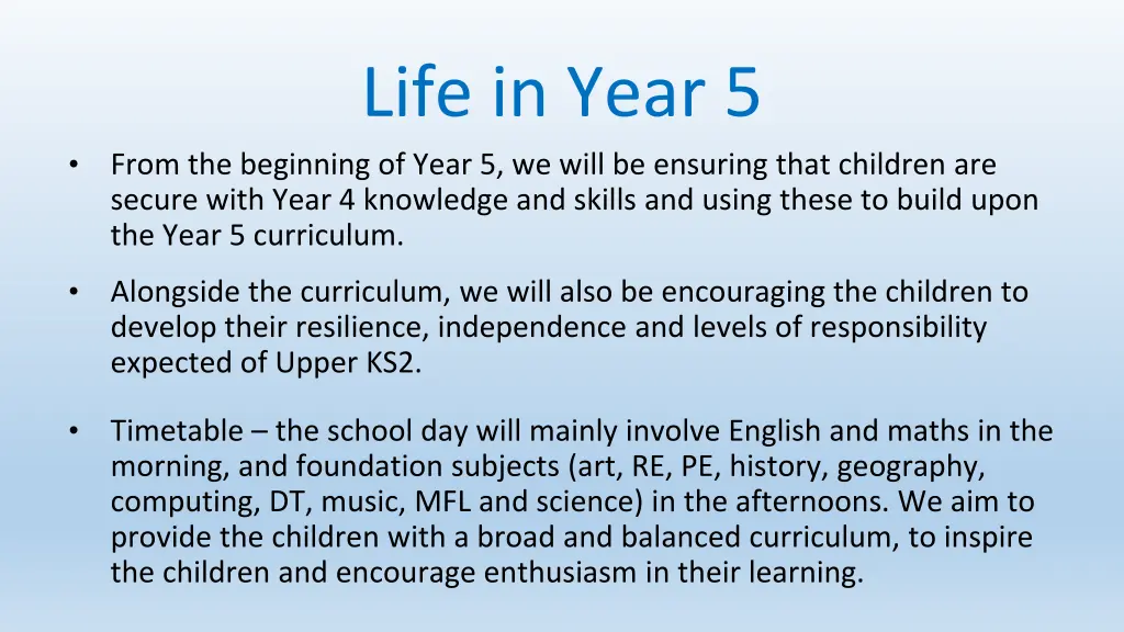 life in year 5
