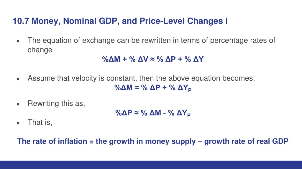 10 7 money nominal gdp and price level changes i